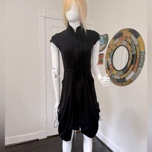 Snider, black Kurono dress, semi form fit, full length front zipper, size small